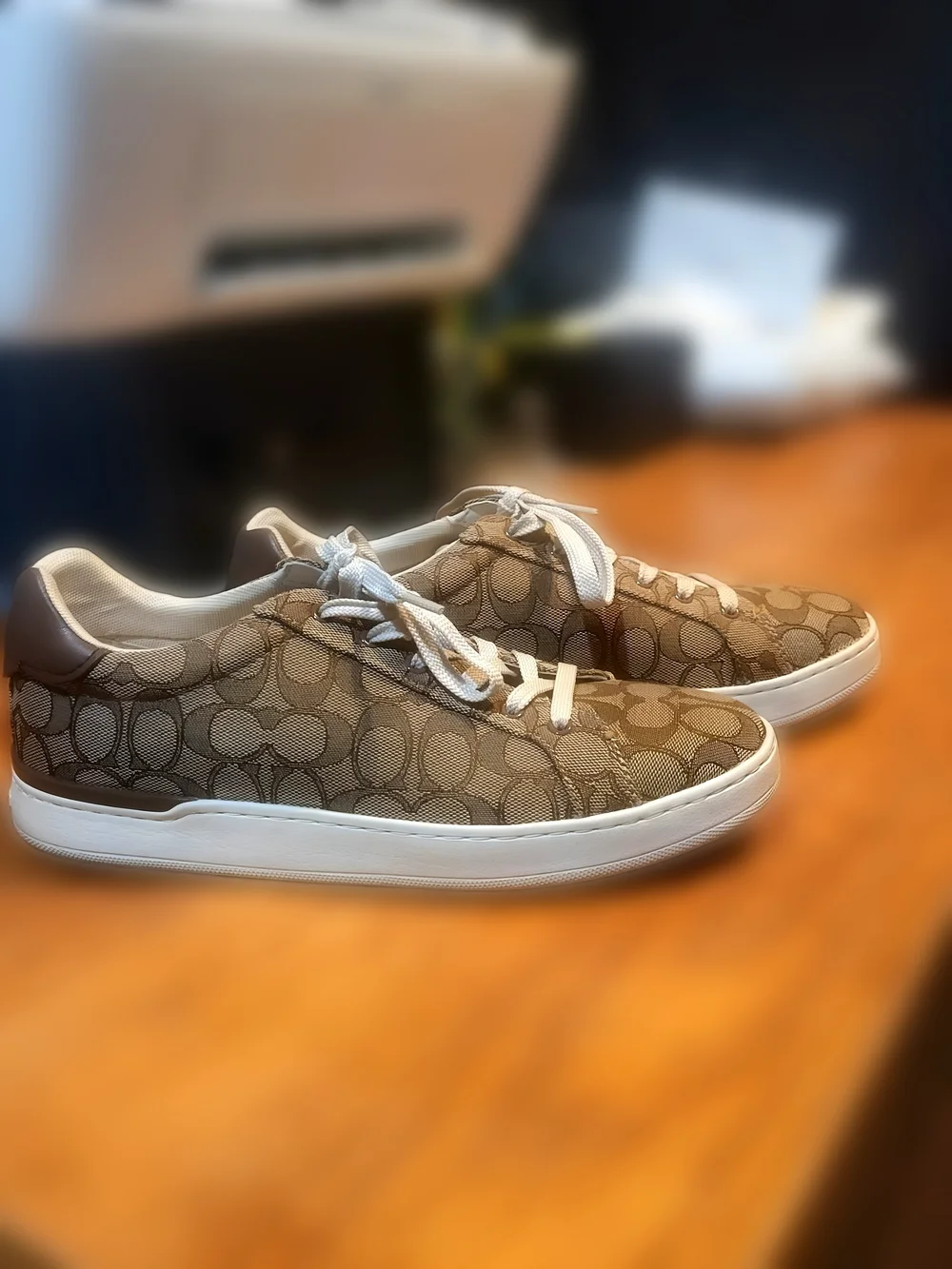 Coach Clip Low Top G4967 Signature Canvas Khaki Saddle Brown Women’s 11